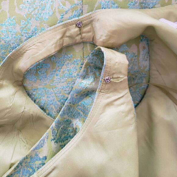 Ricki Freeman Teri Jon Floral Brocade Metallic Embellished Belt Sheath Dress - Picture 8 of 12